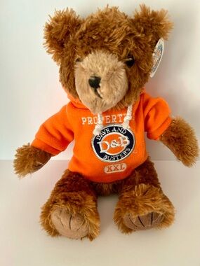 Brown Plush Bear in Orange Hoodie
